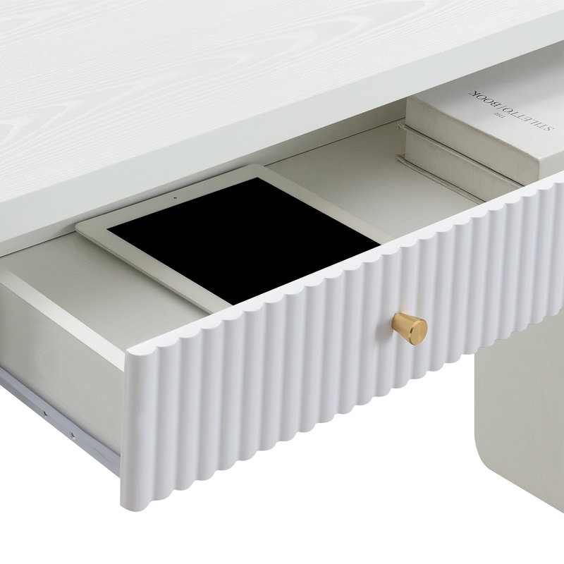Kian 47.25" W 1 Drawer Hall Entryway Console Table, White, White