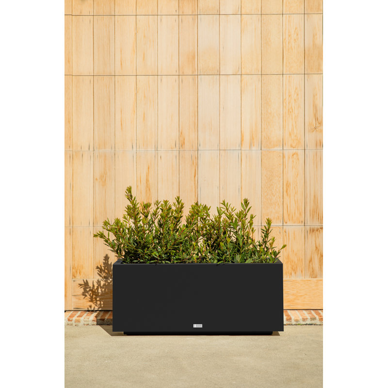 Block Series Long Box Planter, Black, 16” H x 38” W x 15” D