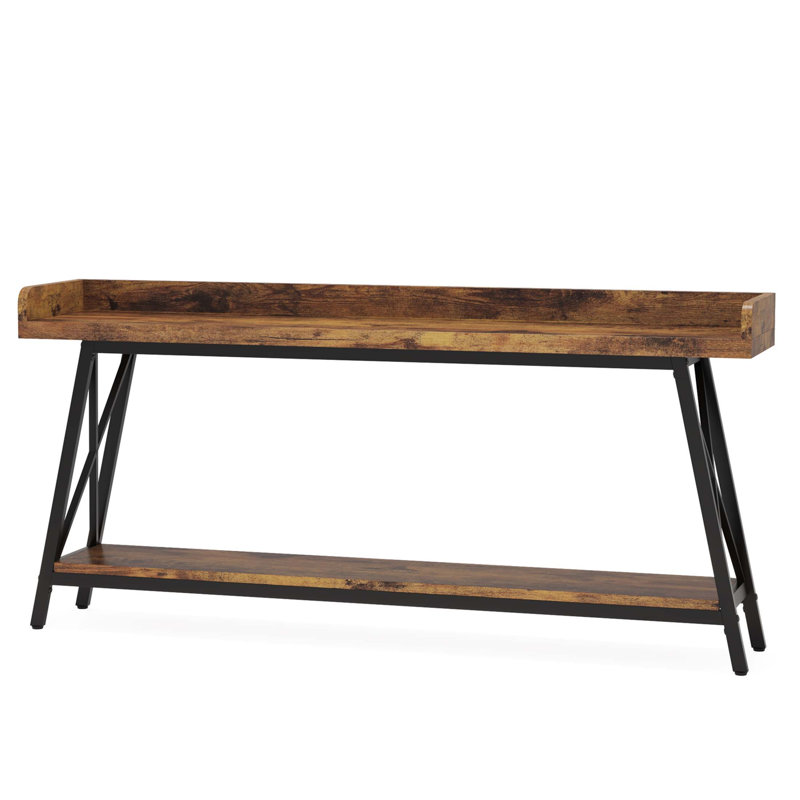70.9 Inch Extra Long Industrial Console Table, Rustic Sofa Table For Living Room And Hallway, Narrow Entryway Furniture With Durable Metal Frame