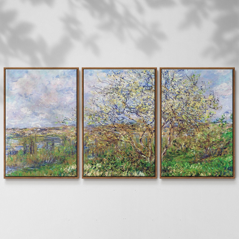 Printemps, 1880 - Toile encadrée multi-pièces, H 24 po x l 48 po x P 2 po, Noyer
