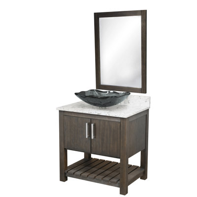 36"" Free Standing Single Bathroom Vanity Set with Quartz Top with Mirror -  Latitude RunÂ®, BE5202865AFE44739C85D288DBFC1EF9