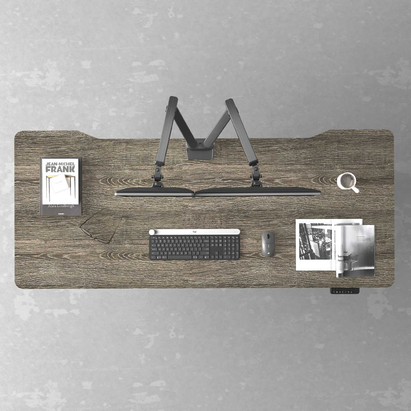 Adjustable Electric Standing Desk, Gray/Black
