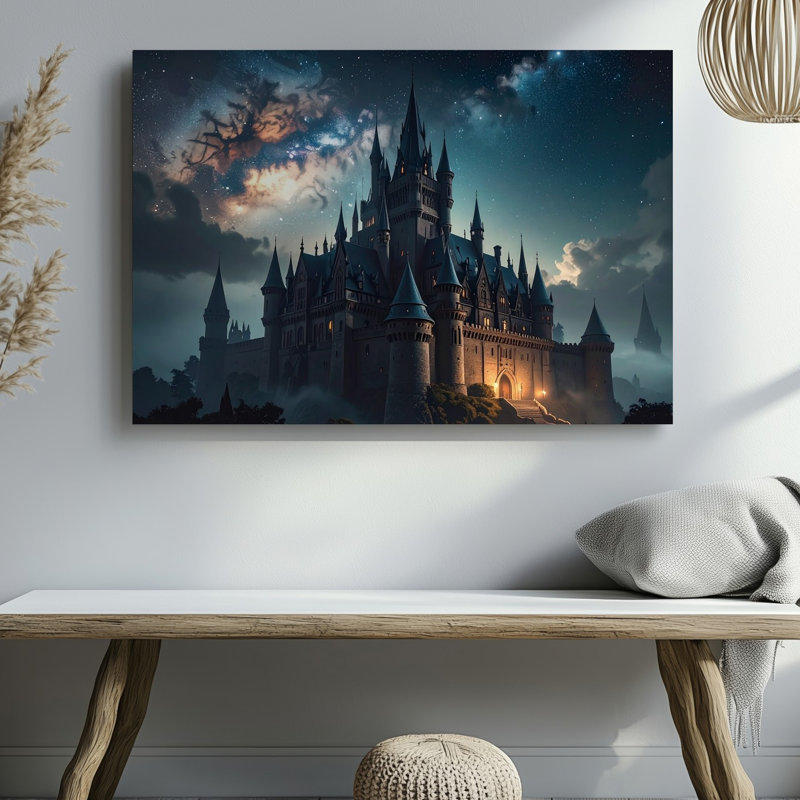 Impression sur toile, château galactique gothique, H 9 po x l 12 po