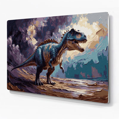 Stégosaure de dinosaure, art mural en métal mauve