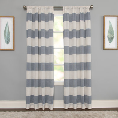 Beitnes Polyester / Linen Room Light-Filtering Horizontal Stripped Curtain Panel with Rod Pocket Top
