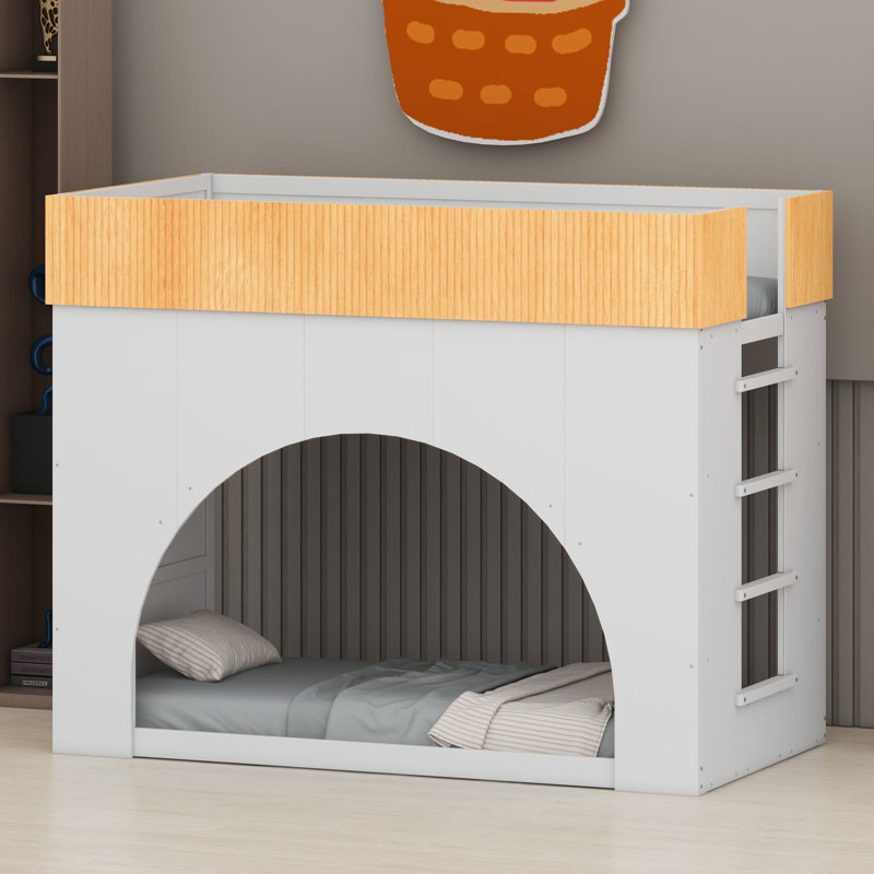 Lit superposé avec éclairage DEL modulaire et silhouette semi-circulaire pour chambres d'enfants modernes, Twin