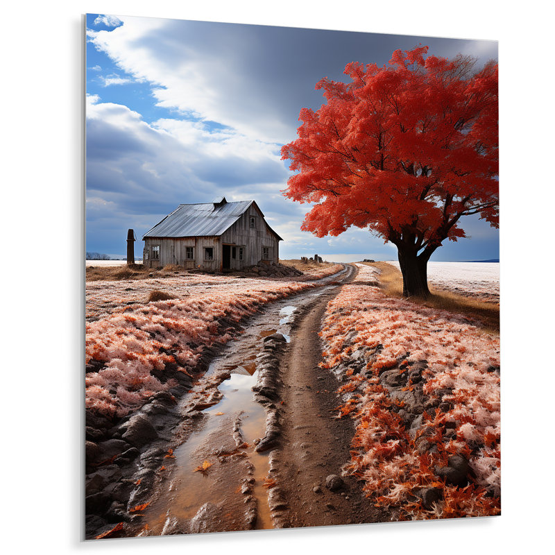 «Red Farmhouse Rustic Elegance V», reproduction florale en métal, H 20 po x l 12 po x P 1 po