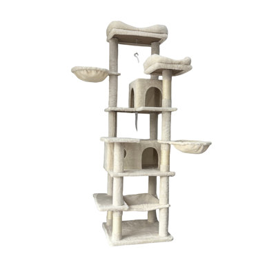 Arbre à chat 68 pouces à 6 niveaux avec coussins amovibles, poteaux à griffer, hamacs confortables et confortables, matériau, 20,58 po de profondeur, 17,88 po de largeur, lavable et lavable