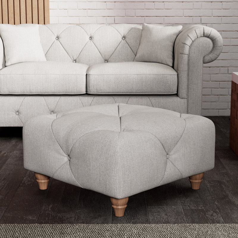 Ellrich 65cm Wide Tufted Rectangle No Pattern Footstool Ottoman, Walnut, Ash