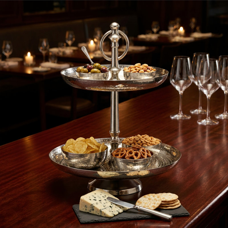 Alyda Aluminum and Nickel Plated Tiered Stand
