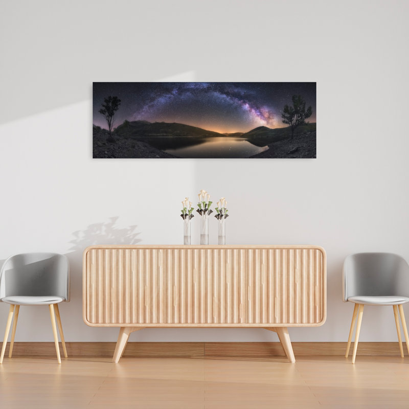 Milky Way Lake Reflection by Carlos F. Turienzo - Wrapped Canvas Panoramic Print, 40.64 cm H x 121.92 cm W