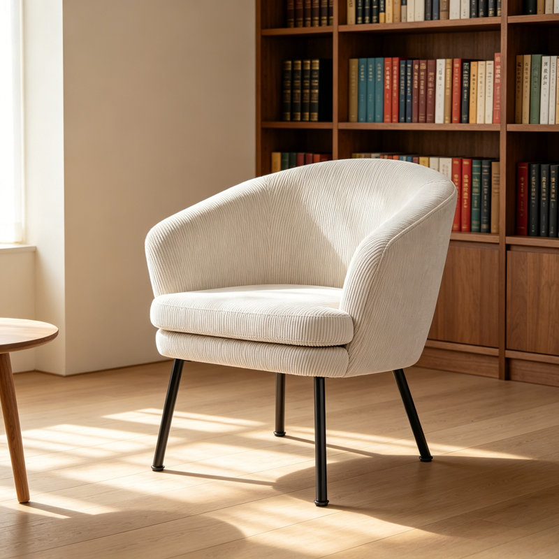 Fauteuil demi-tonneau Corduroy, Beige