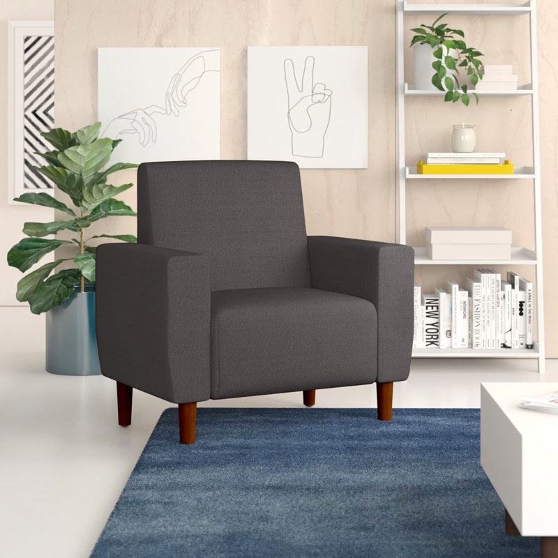 Hysell Velvet Armchair, Dark Gray