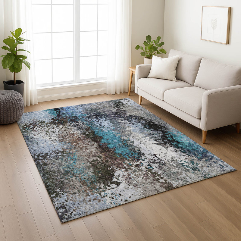 Machine Washable Indoor/Outdoor Layton ACN2242 Abstract Rug, Rectangle 3' x 5'