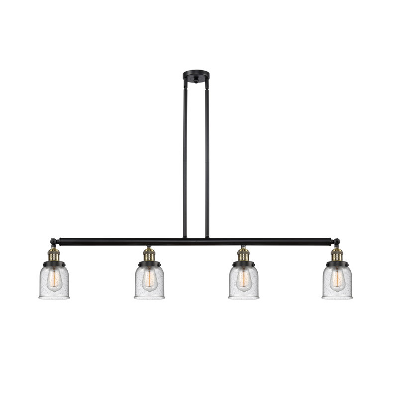 Luminaire suspendu linéaire à 4 lumières pour îlot de cuisine Allea, Laiton antique noir