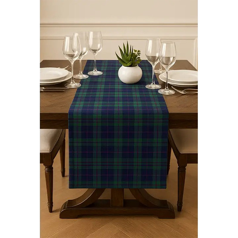 Chemin de table écossais vert rustique 16 po x 72 po Tartan, Bleu