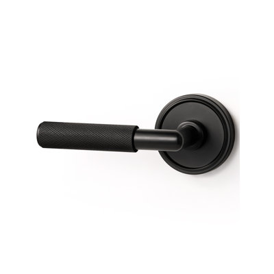 MRML Black Double Dummy Door Handle Knurled Door Lever, Non-Turning Single Side Lever, Used for Decorative Interior Hall Closet Pantry or Double Doors, Aluminium Alloy Handle Lever