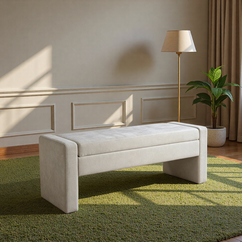 Banc de rangement rembourré moderne de 50 po avec siège capitonné
