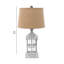 Lampe de table 26 po en métal gris avec abat-jour tambour brun