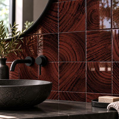 Recollect 4" W x 4" L Glass Wood Look Tile Mosaic Sheet
