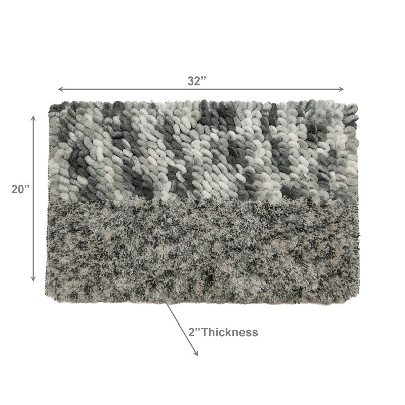 Haight Poly-Cotton Handwoven Bath Mat Grey - Tonal, Gray