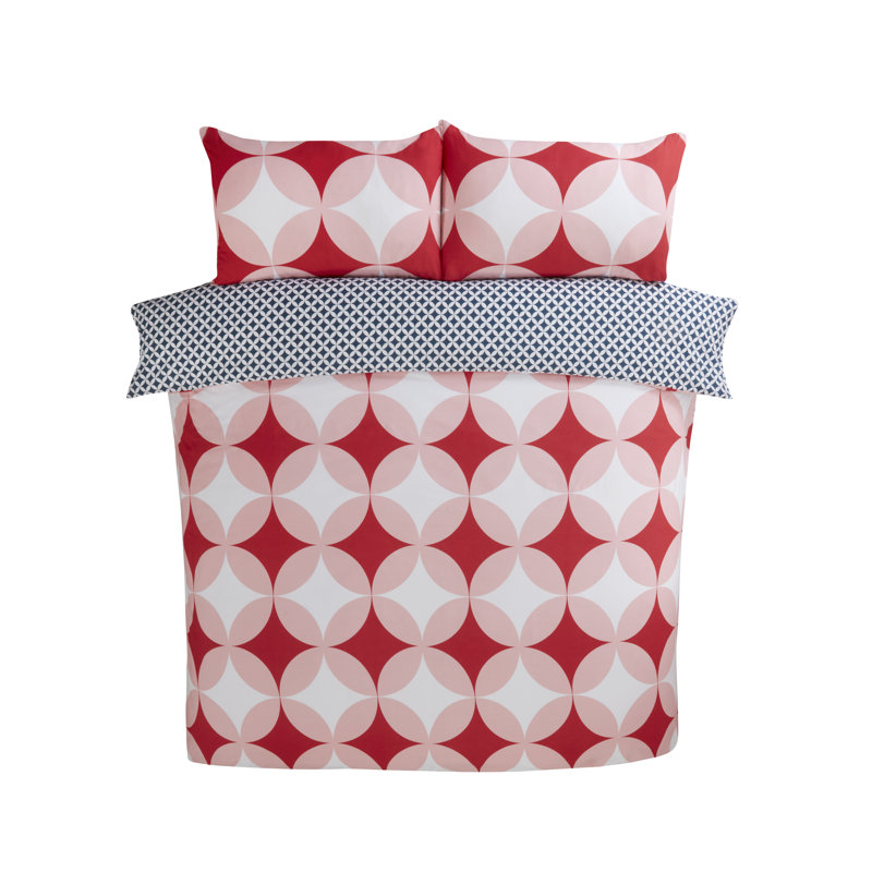 Blue Yellow Reversible Duvet Cover Set, Red/Blue, Double - 2 Standard Pillowcases