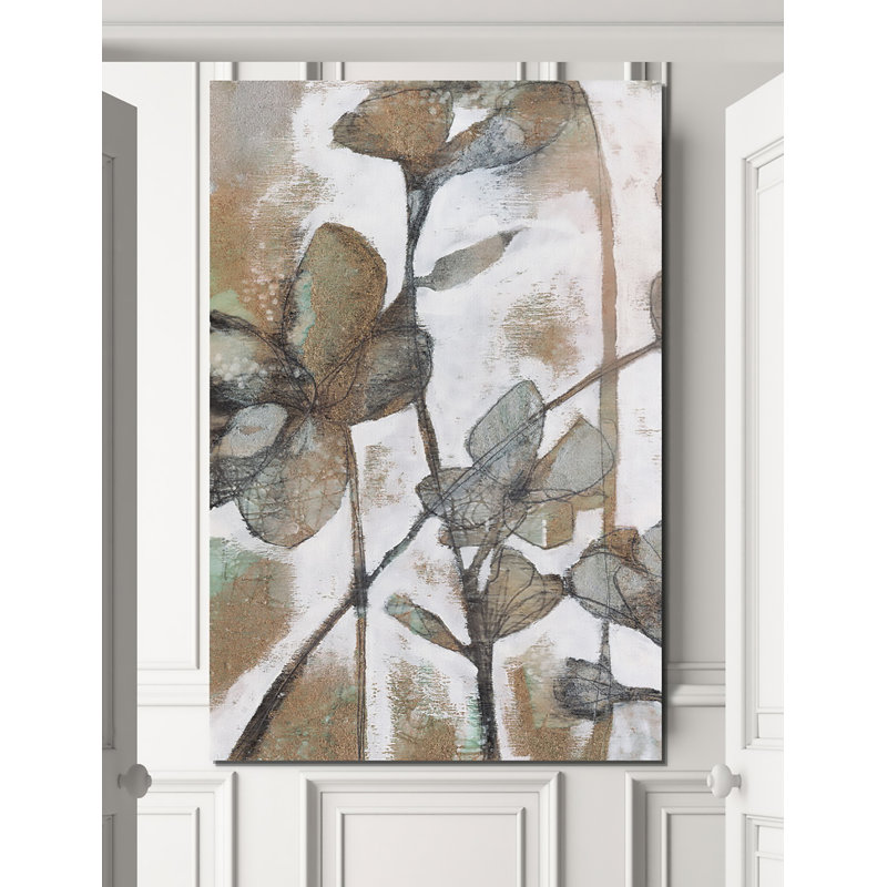 " Metallic Garden I ", 36" H x 24" W x 1.5" D, Wrapped Canvas
