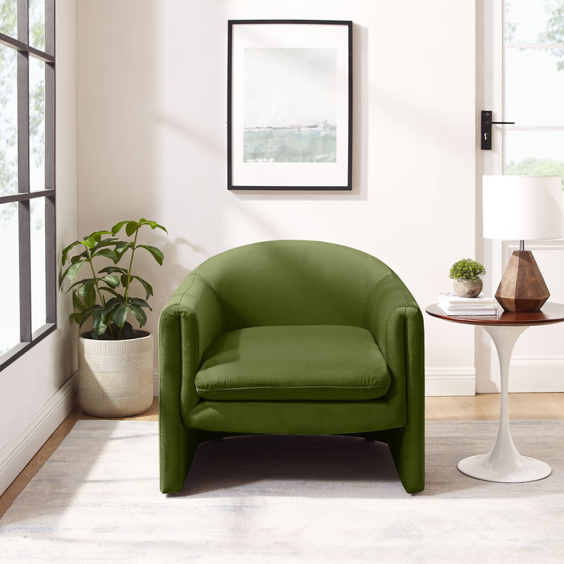 Sephine 31.2" Upholstered Nordic-style Accent Chair, Olive Green Velvet