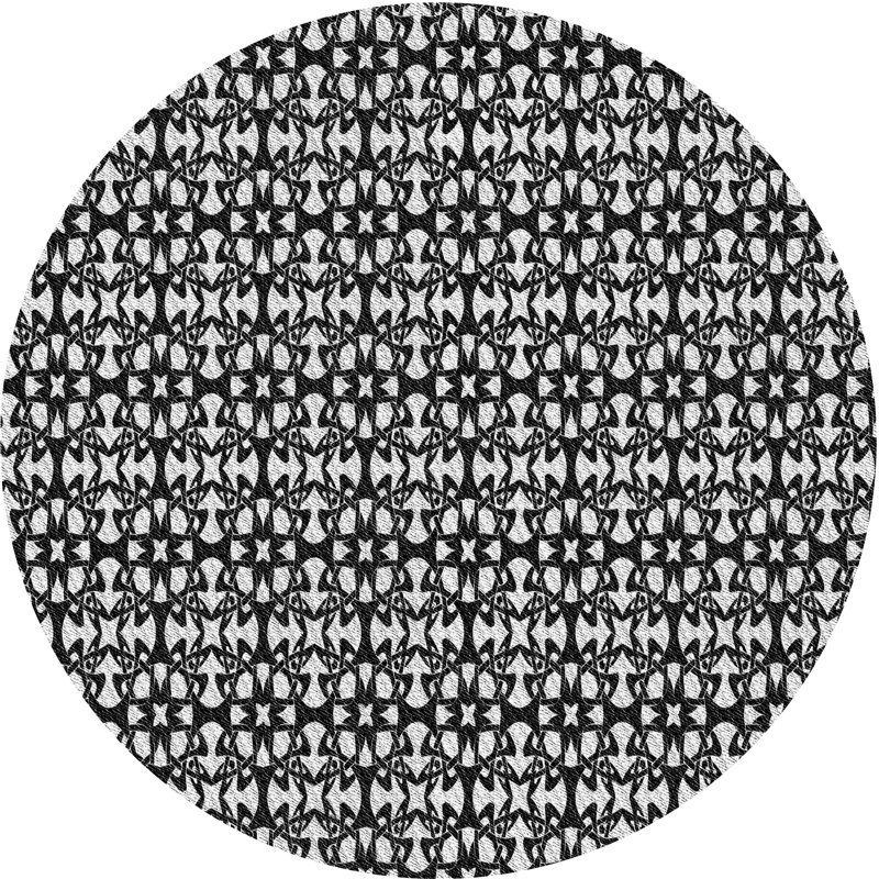 Tapis de zone noire à motifs Ison, Rond 3 pi