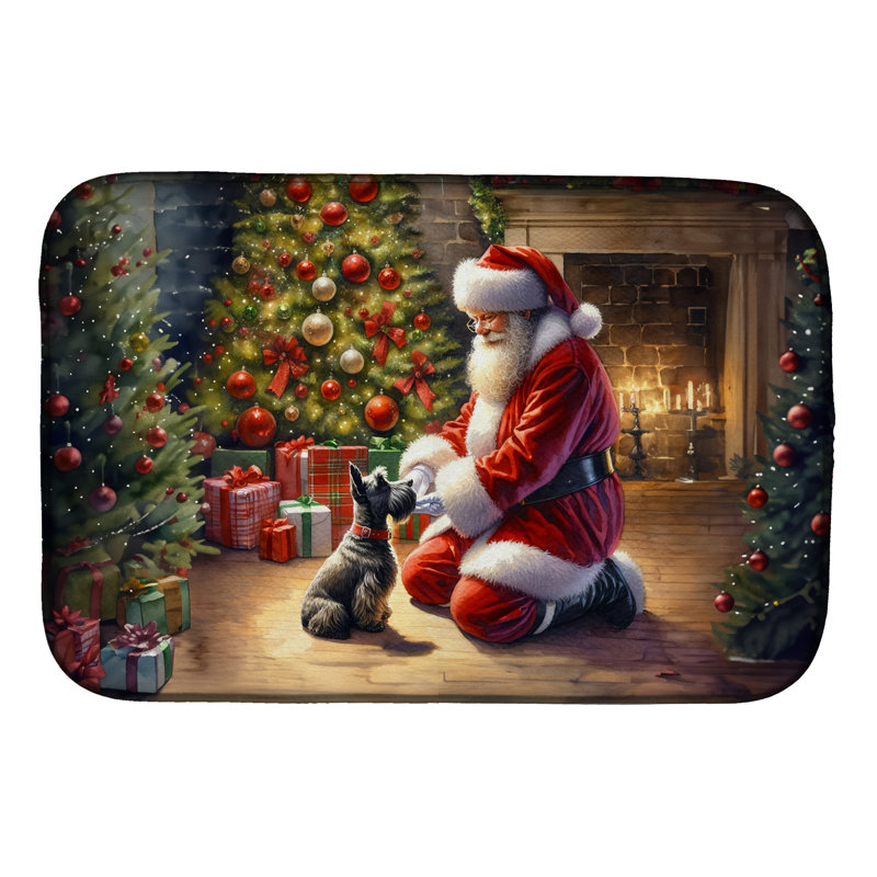 Tapis de vaisselle Scottish Terrier and Santa Claus