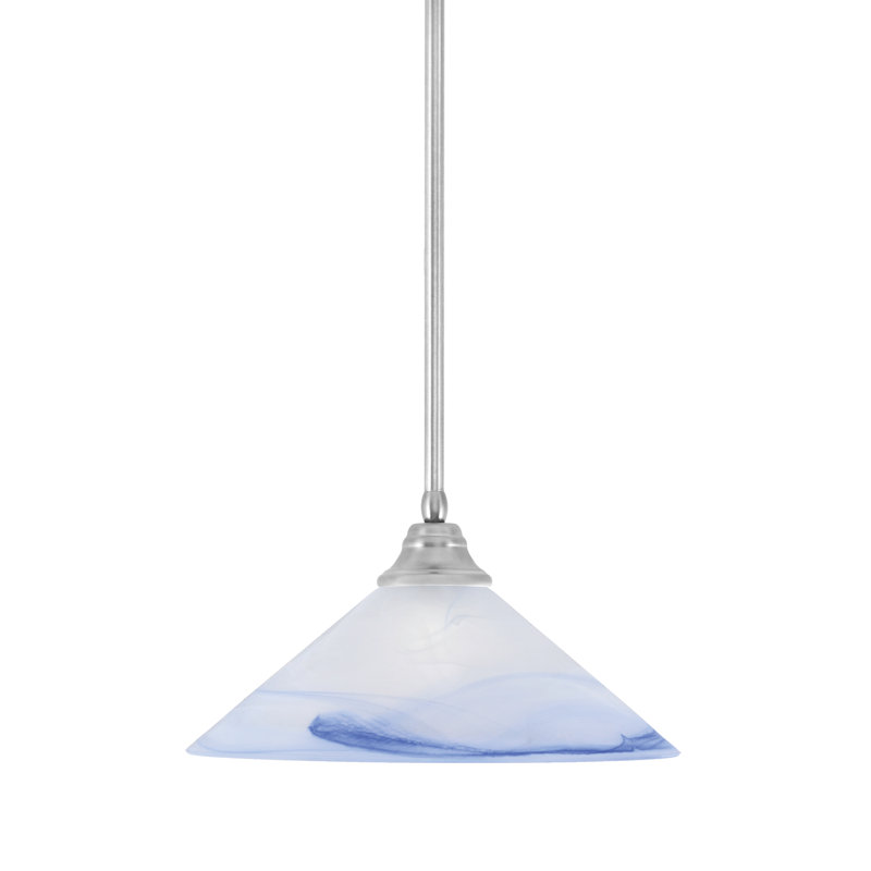 Any Stem Hung Pendant, Blue, Chrome , 9" H x 16" W x 16" D