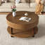 Table basse ronde de 31,5 po pour espace de vie principal, solution de rangement double, plateau de table rabattable, tablette ouverte, bois massif +, assemblage facile, table de style noyer, couvercle, rapide-865504257