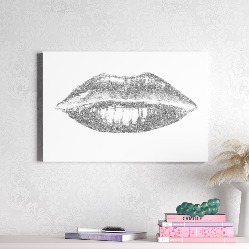 «Glitter Lips I» par Studio W - impression sur toile tendue, H 20 po x l 30 po