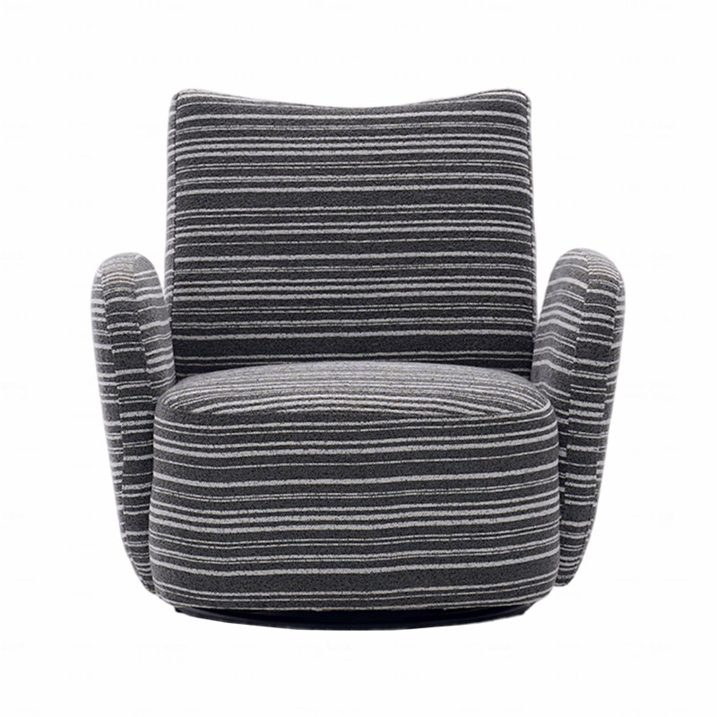 360° Swivel Leisure Chair Fabric Striped Armrest Swivel Chair With Sand-Rimmed Fabric And Metal Bracket, Dark Gray