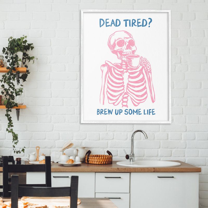 «Brew Up Life», giclée encadrée par JJ Design House LLC, H 30 po x l 24 po, Estampe numérique encadrée blanc bord de mer