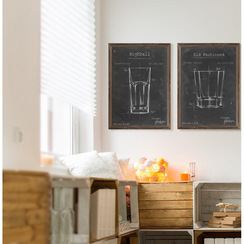 «Barware Blueprint I» par Antonyus Bunjamin (Abe) - ensemble de 2 reproductions d'art encadrées, H 20 po x l 16 po, Érable