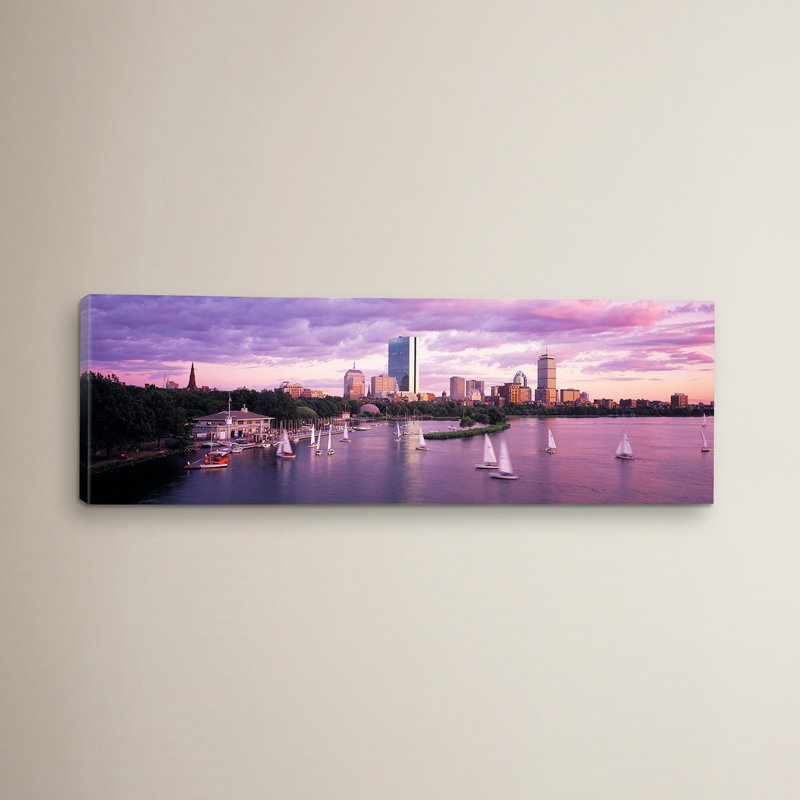 «Dusk Boston Massachusetts», reproduction de photo sur toile tendue, H 24 po x l 72 po x P 1,5 po, Toile tendue