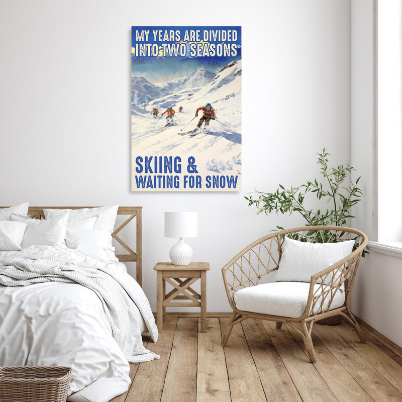 «Alyis Skiing and Waiting For Snow - 1 pièce», reproduction d'art graphique sur toile tendue, L 16 po x H 20 po