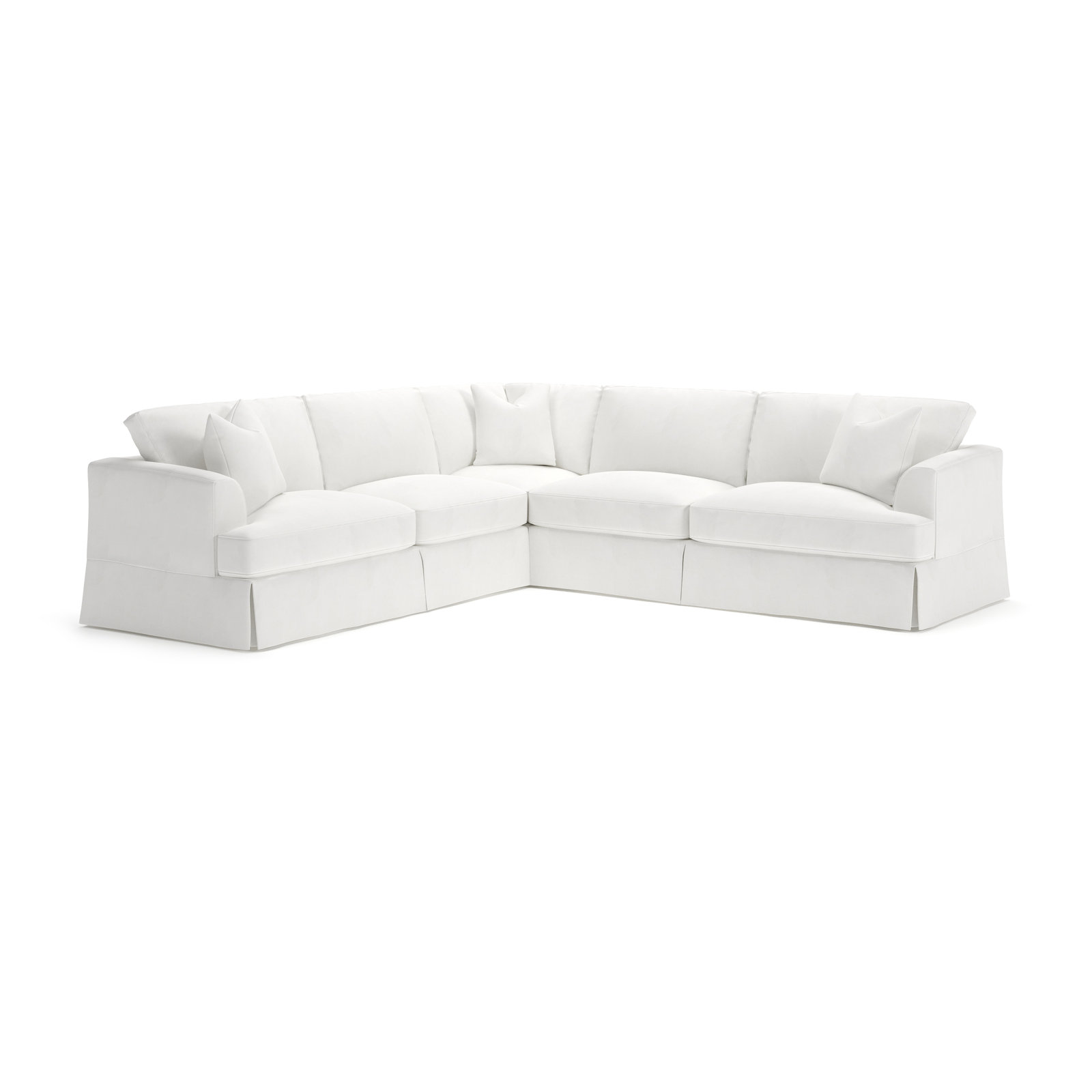 Lucia L-Sectional, Classic Bleach White Twill, Left Hand Facing