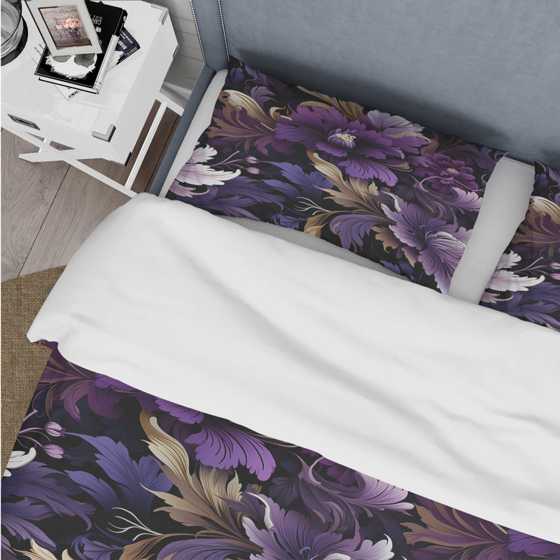 Ensemble de housse de couette à motif cachemire Deep Purple Royal Ragdolls I