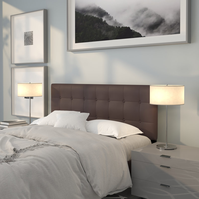 Ciriaca Button Tufted Upholstered Headboard, Brown, Queen