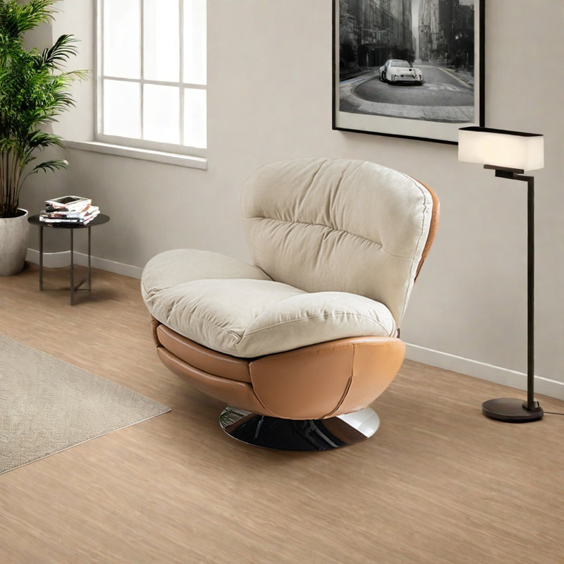 Chaise rotative en tissu Leisure technologies, Argent argent, Blanc / Brun