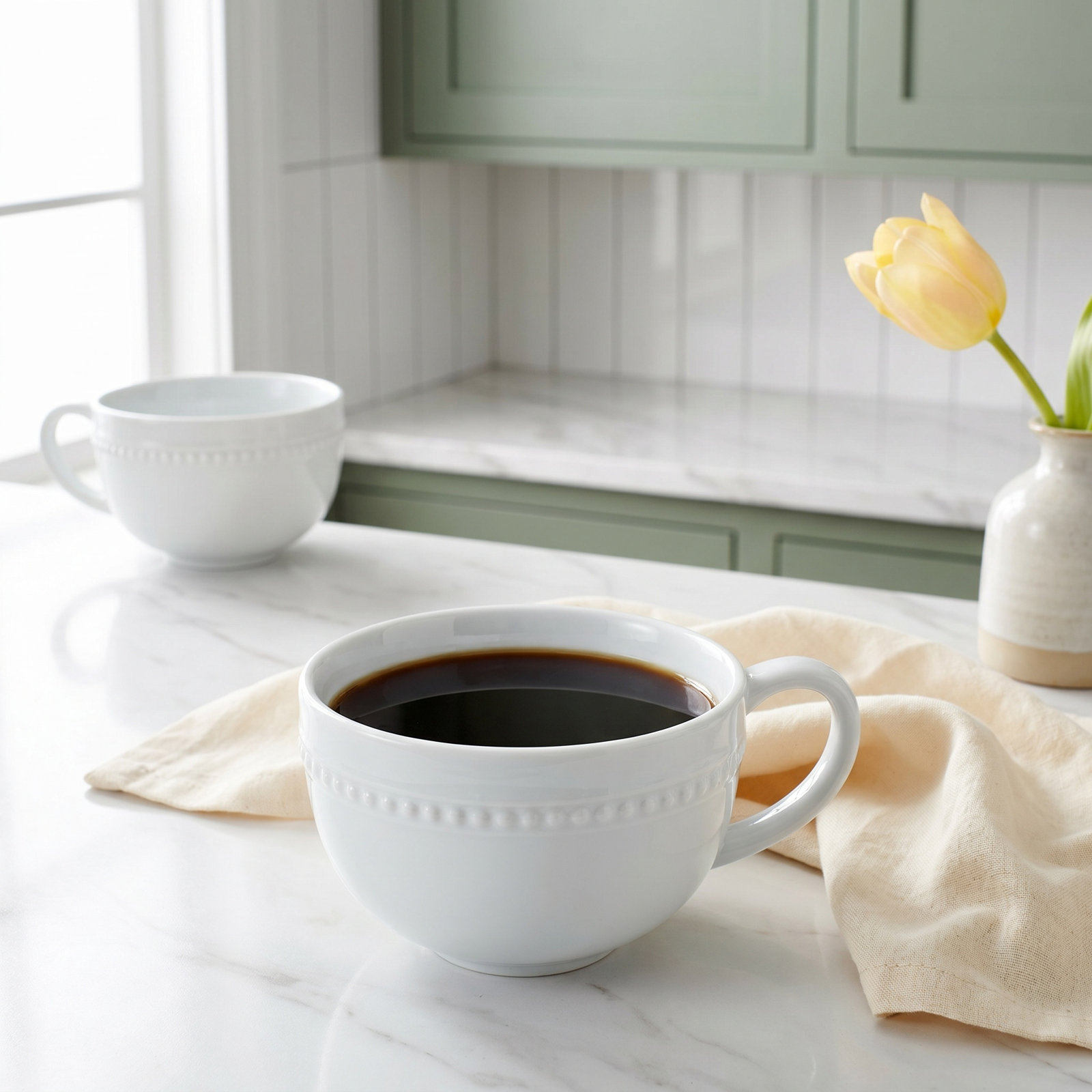 Beaded Coupe Porcelain Mug