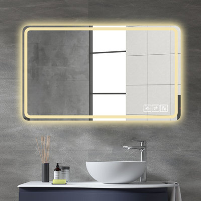 Bathroom Mirror with Led Lights, Anti-Fog Lighted Vanity Mirrors for Wall Mounted