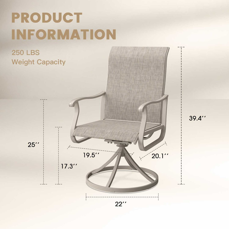 Fauteuils d'extérieur pivotants, Coussin crème / cadre crème
