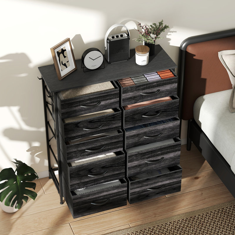 86 cm W Chest of 10 Drawers, Black