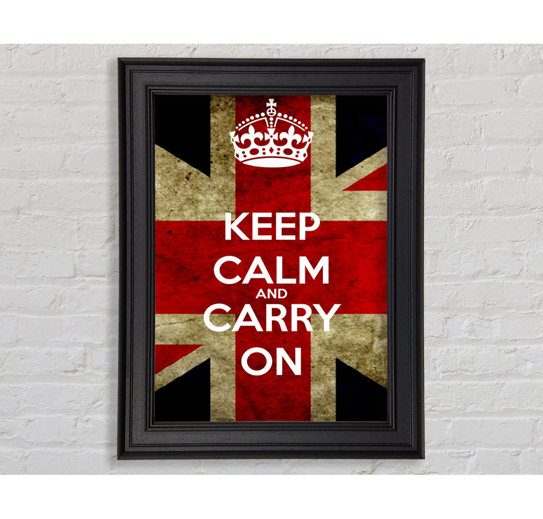 Keep Calm And Carry On Flag Gerahmter Druck