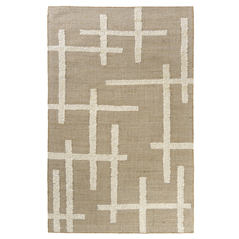 Natural Wool and Jute Handmade Indoor High-Low Area Rug, Rectangle 9' x 12'