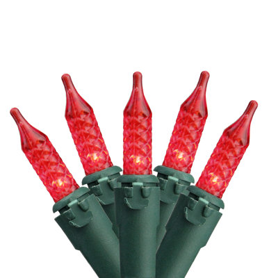100 Red LED M5 Mini Christmas Lights - 32.4 ft Green Wire