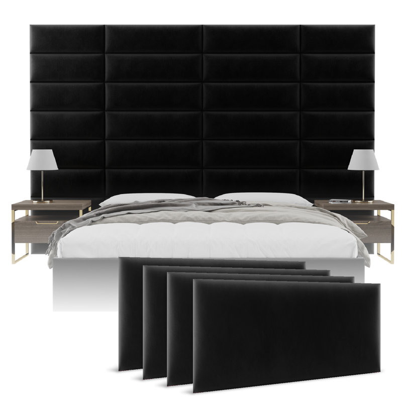 Upholstered Headboard, Small, Velvet Black